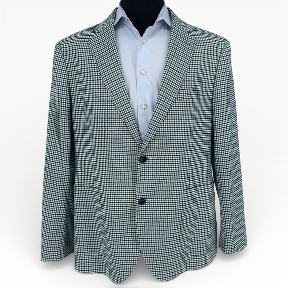 tailorbyrd sport coat Blazer Green Blue Plaid Size 44R